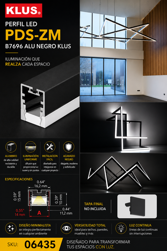 [06435] Perfil B7696 PDS-ZM ALU Negro KLUS